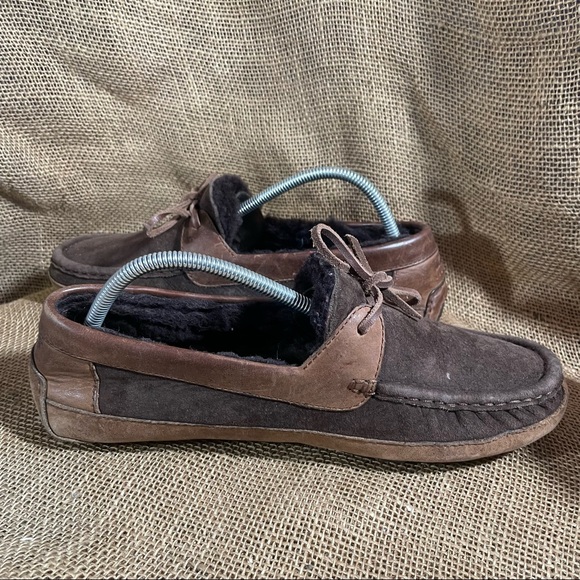 Ugh Byron Suede Leather Slipper Moccasin Slip on - Picture 3 of 9